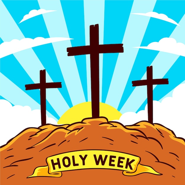 Hand drawn holy week concept