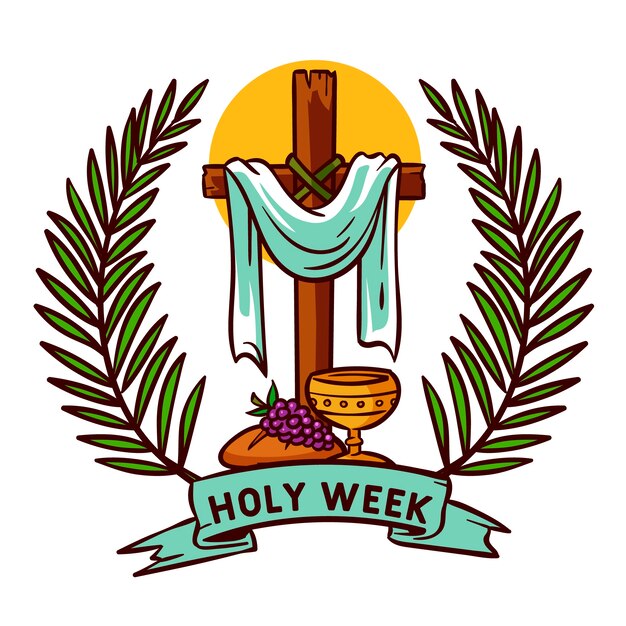 Hand drawn holy week concept