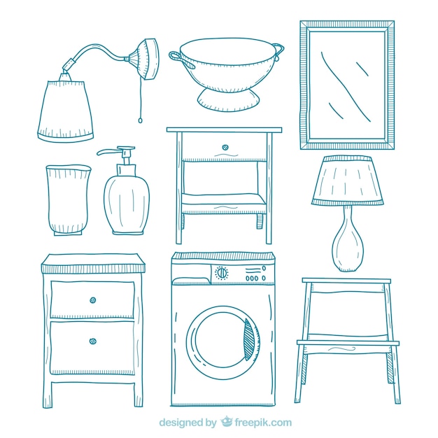 Free vector hand drawn home furniture