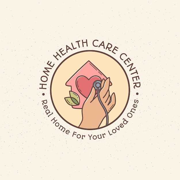 Hand drawn home health care logo template