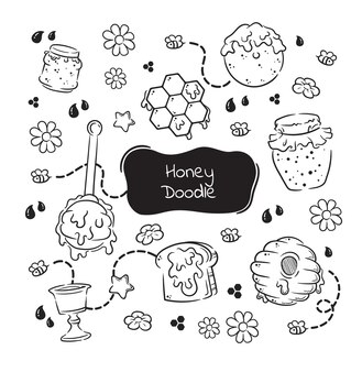 Hand drawn honey doodle cartoon style