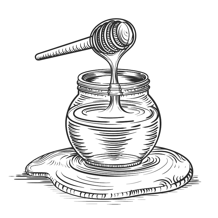Free Vector hand drawn honey jar drawing illustration