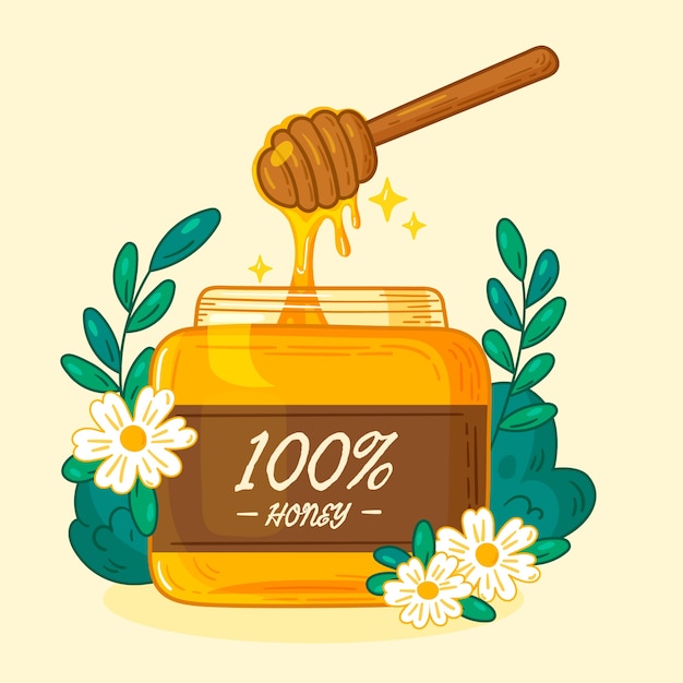 Hand drawn honey jar drawing illustration