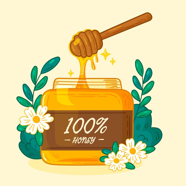 Free Vector hand drawn honey jar drawing illustration