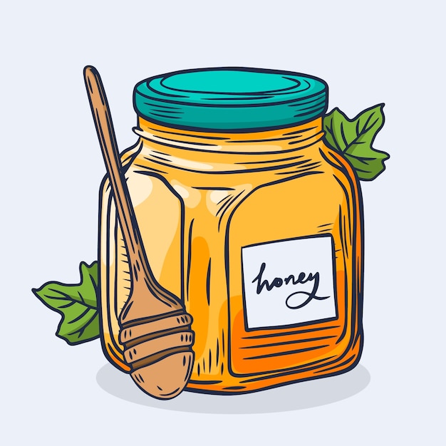 Hand drawn honey jar drawing illustration