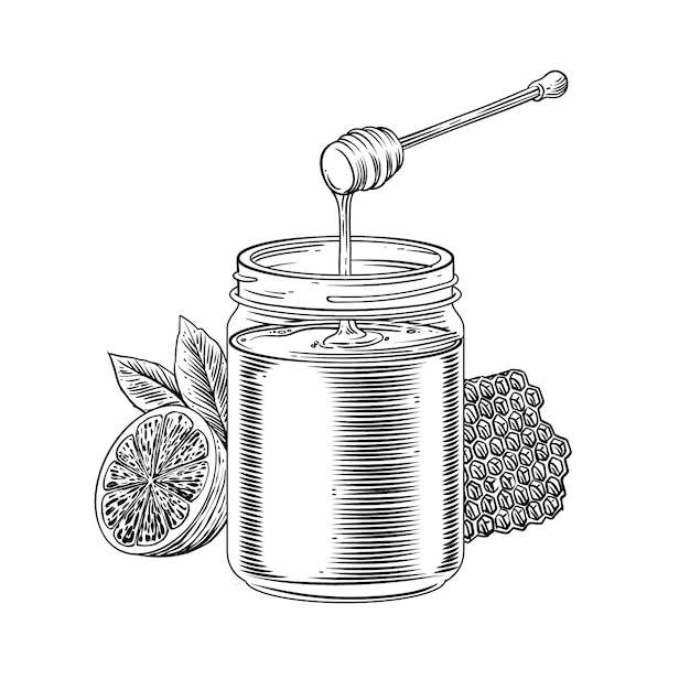 Vettore gratuito illustrazione disegnata a mano del disegno del barattolo di miele