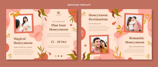 Free vector hand drawn honeymoon brochure