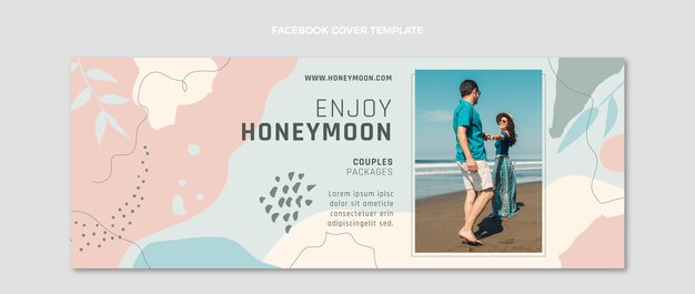 Free vector hand drawn honeymoon facebook cover