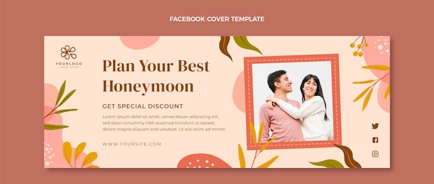 Free vector hand drawn honeymoon facebook cover