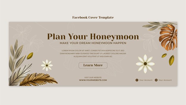 Hand drawn honeymoon facebook cover