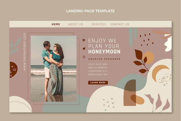 Free vector hand drawn honeymoon landing page template