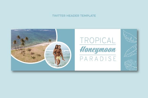 Hand drawn honeymoon twitter header template