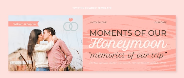 Free vector hand drawn honeymoon twitter header