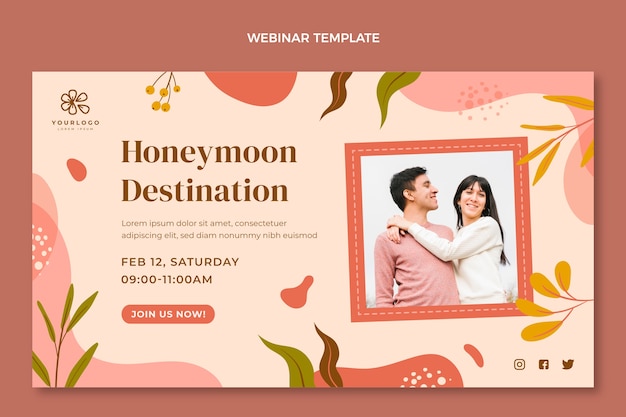 Free vector hand drawn honeymoon webinar