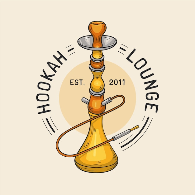 Hand drawn hookah logo template