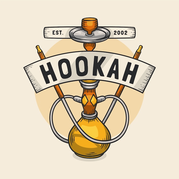 Hand drawn hookah logo template