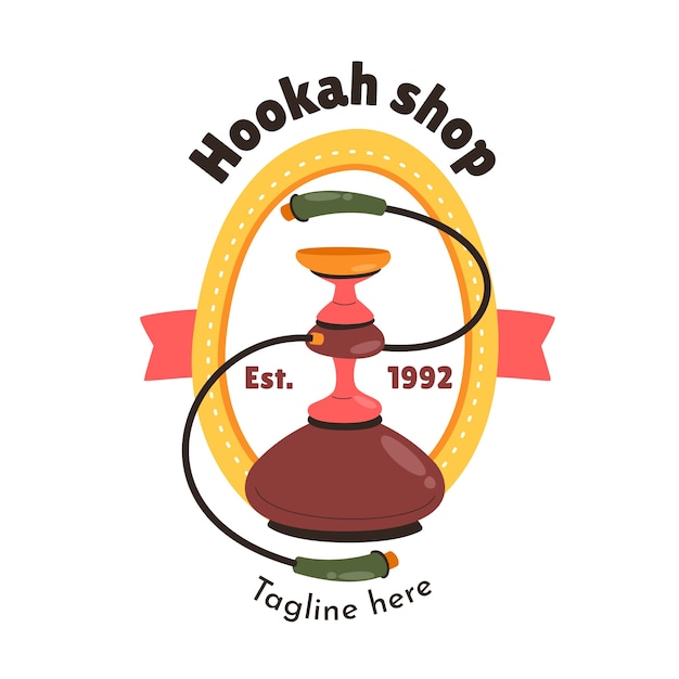 Hand drawn hookah logo template