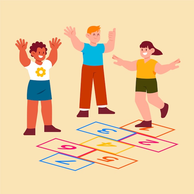 Hand drawn hopscotch illustration