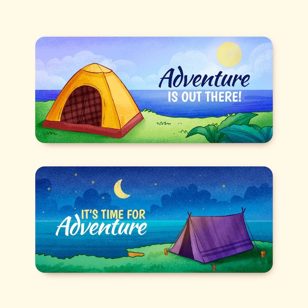 Free vector hand drawn horizontal adventure banners set