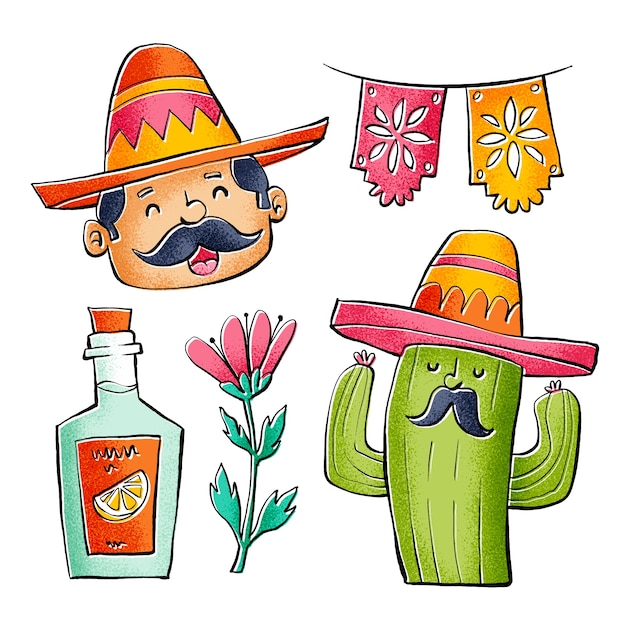 Vettore gratuito modello di banner orizzontale disegnato a mano per la celebrazione del cinco de mayo