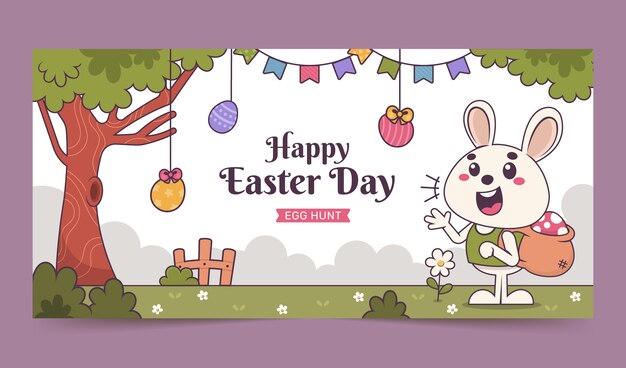 Hand drawn horizontal banner template for easter holiday