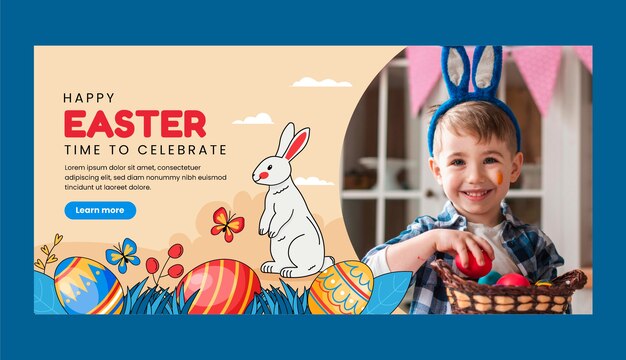 Hand drawn horizontal banner template for easter holiday