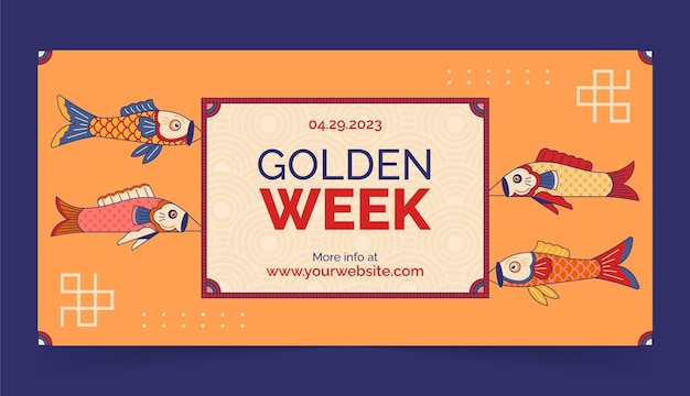 Free vector hand drawn horizontal banner template for golden week celebration