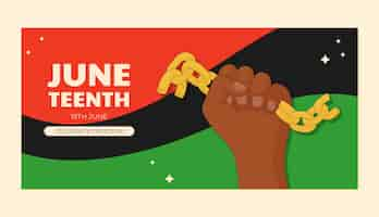 Free vector hand drawn horizontal banner template for juneteenth celebration