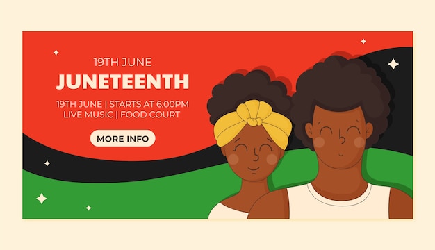 Free vector hand drawn horizontal banner template for juneteenth celebration