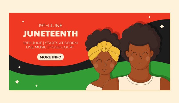 juneteenth 축 하에 대 한 손으로 그린 가로 배너 서식 파일