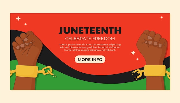 Hand drawn horizontal banner template for juneteenth celebration