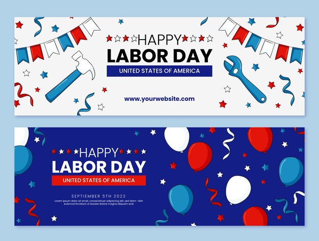 Hand drawn horizontal banner template for labor day celebration