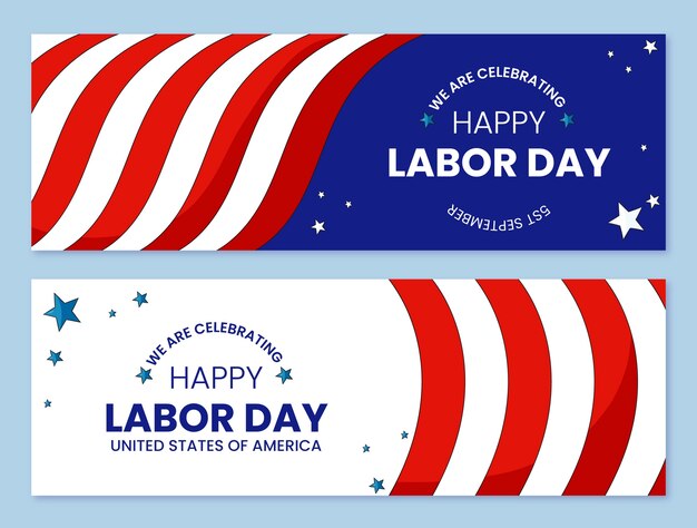 Hand drawn horizontal banner template for labor day celebration