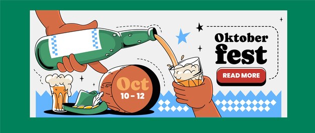 Hand drawn horizontal banner template for oktoberfest beer festival celebration