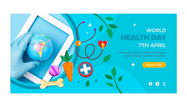 Hand drawn horizontal banner template for world health day awareness