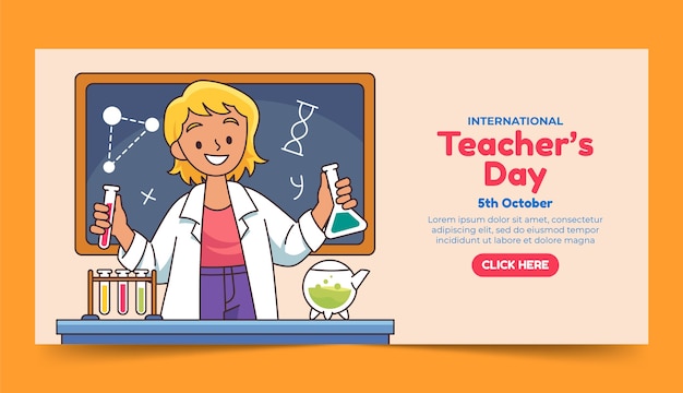 Hand drawn horizontal banner template for world teachers day