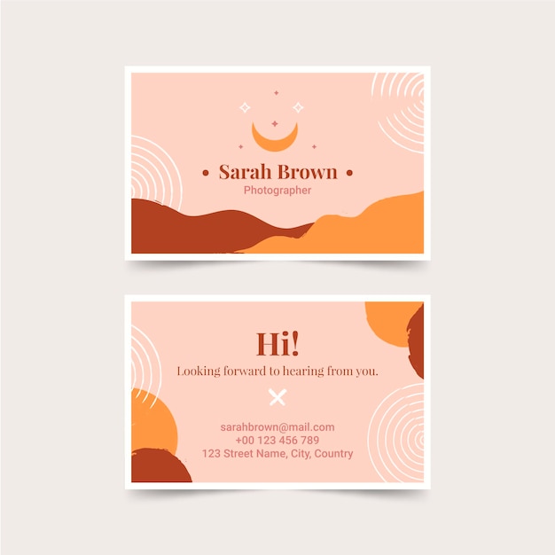 Free vector hand drawn horizontal boho business card template