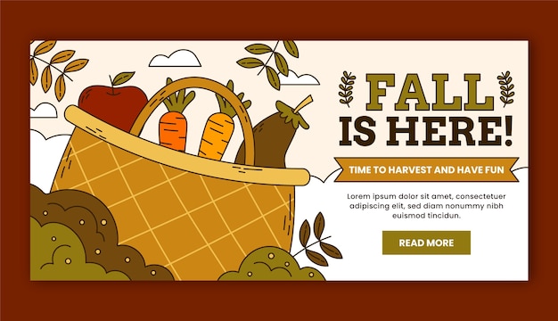 Hand drawn horizontal sale banner template for fall season celebration