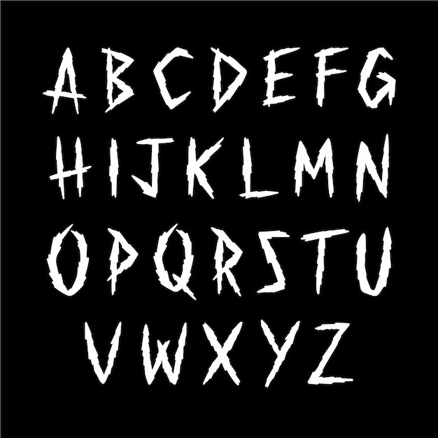 Бесплатное векторное изображение Ручной рисунок алфавита ужасов