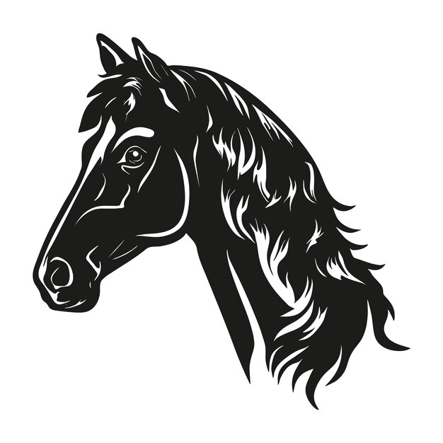 Hand drawn horse  head silhouette