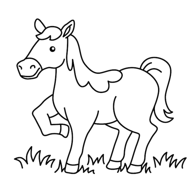 Нарисованная рукой иллюстрация контура лошади