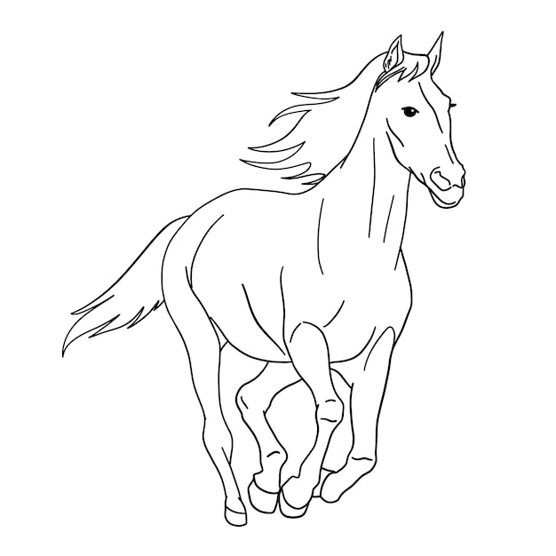 Нарисованная рукой иллюстрация контура лошади