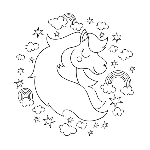 手描きの馬の概要のイラスト