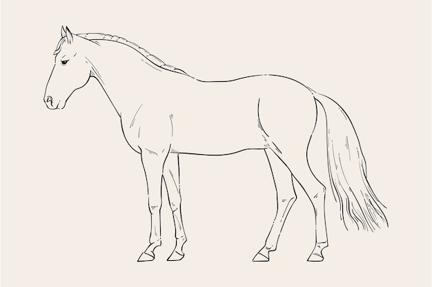 Hand drawn horse outline illustration