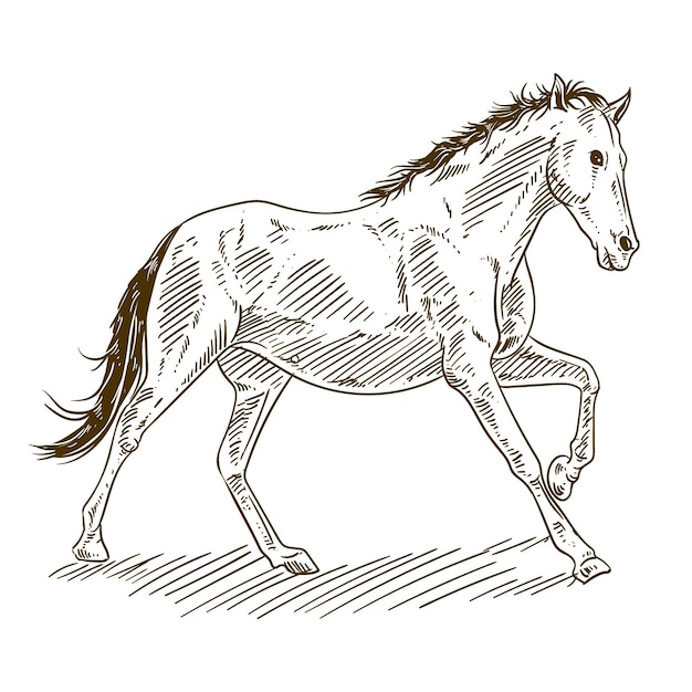 Hand drawn horse outline illustration