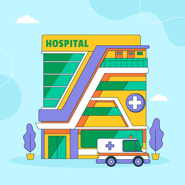 Free vector hand drawn hospital cartoon illustration