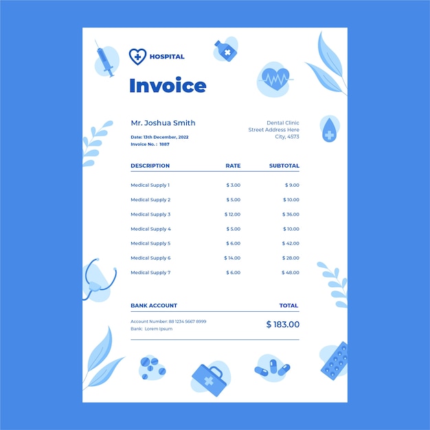 Free vector hand drawn hospital invoice