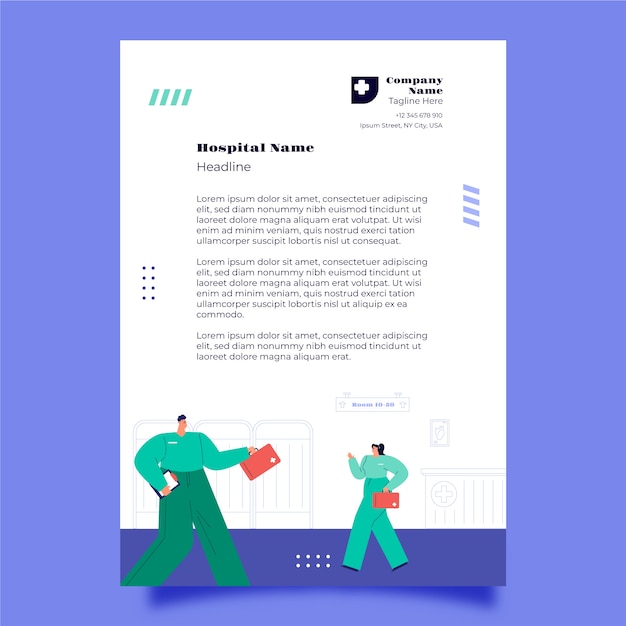 Free vector hand drawn hospital letterhead template