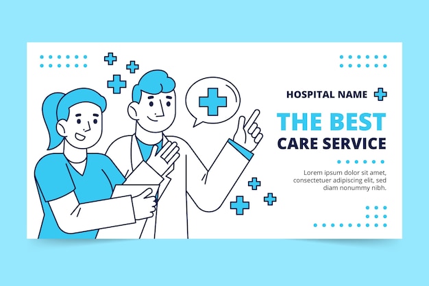 Hand drawn hospital services facebook template