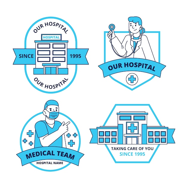 Free vector hand drawn hospital services labels